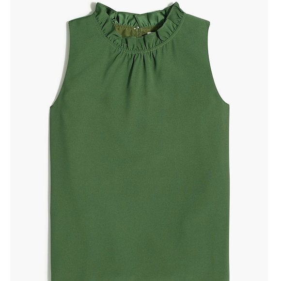 J Crew Ruffleneck Tank Top - M - Green - Picture 1 of 4